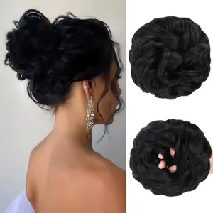 Messy Bun Hair Piece Wavy Curly Thick Updo Hairpiece Synthetic Chignon natural fluffy Hair Bun Scrunchies Extension for Women quick style plate Wig Bun girl party Hair Bun Extensions