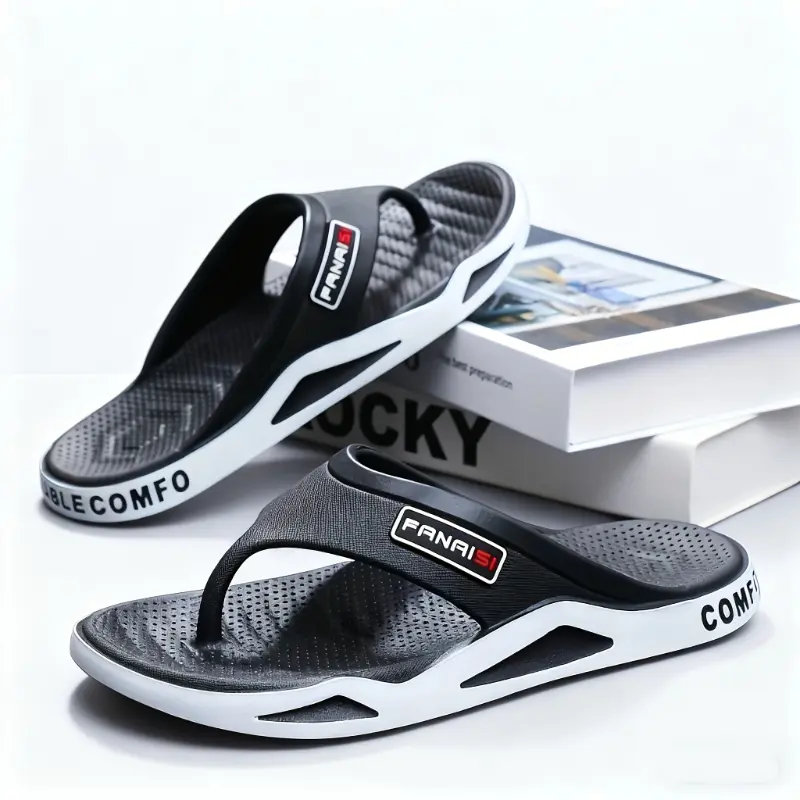 Men's Flip Flops - Casual Rain Shoes & Covers, Comfortable Breathable Insole, Non-Slip, Wear-Resistant, Lightweight Material, Casual Indoor Outdoor Sandals for Home Use & Summer Leisure Outings