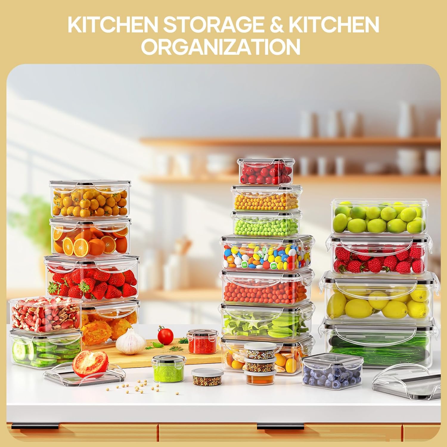 [Limited Time Sale] 40-Piece Plastic Airtight Food Storage Containers Set (20 Containers + 20 Lids) Leakproof, Reusable, Microwave & Dishwasher Safe