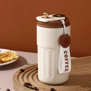 Smart Stainless Steel Vacuum Flask, Insulated Tumbler, Temperature Display Water Bottle with Leak-proof Lid & Portable Handle, Drinking Cup for Outdoor Camping, Drinkware,Gifts For Women