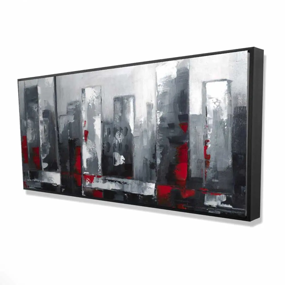 212 MAIN Artistic Architectural Abstract Wall Art - 24x48 in Gray Framed Neutral Palette, Ready-to-Hang Contemporary Home Decoration for Living Room, City Enthusiasts