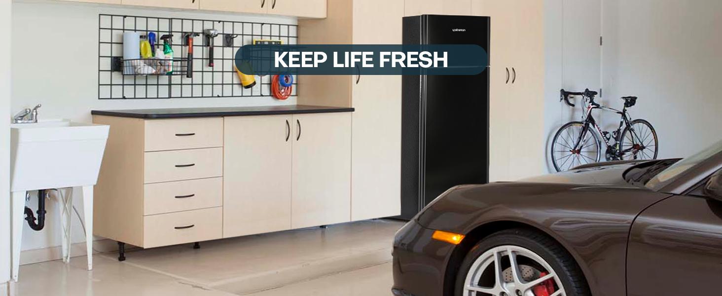 Upstreman mini fridges 7.7 Cu.Ft. Refrigerator with Freezer Double Door Fridge Adjustable Temperature Thermostat Large Capacity Reversible Door Swing Energy-Efficient Compact Mini for Apartment Office Dorm BD75/SD75 Home Appliance