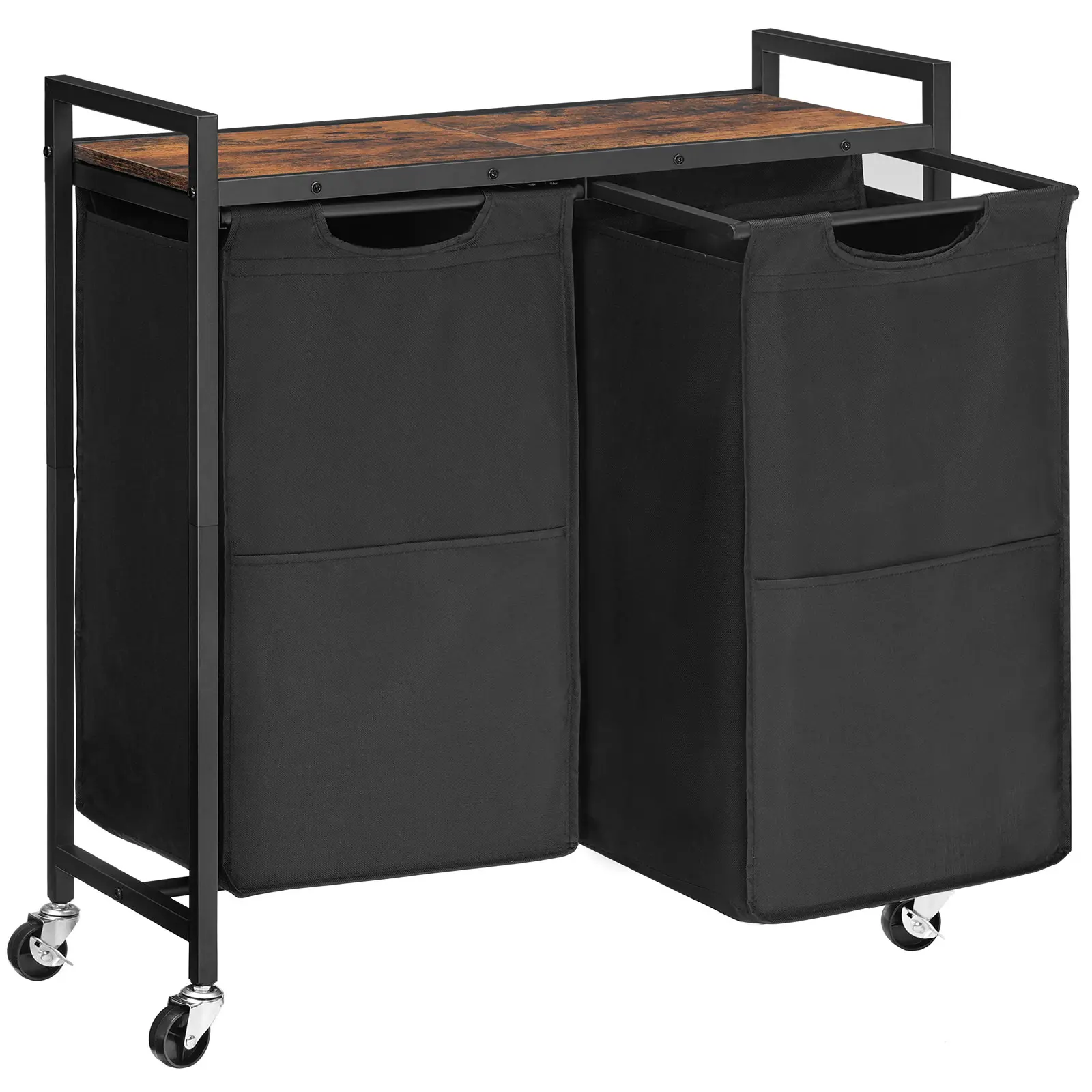 HOOBRO Rolling Laundry Hamper, Laundry Sorter 2 Section, 2 × 13 Gal (49.5L), Laundry Basket with Wheels, Removable Oxford Fabric Laundry Bags，Black