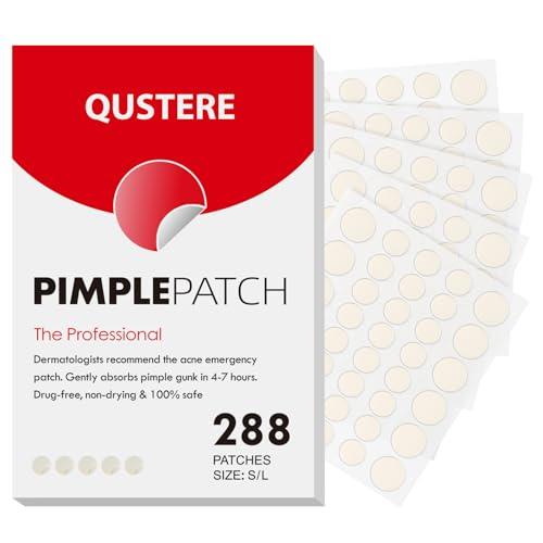 QUSTERE Pimple Patches for Face, Hydrocolloid Acne Patches, Cute Round Shape Zit Covers, Spot Stickers with Tea Tree, Salicylic Acid & Cica Oil| 2 Sizes (9mm, 12mm) |288 Count  Skincare Clear