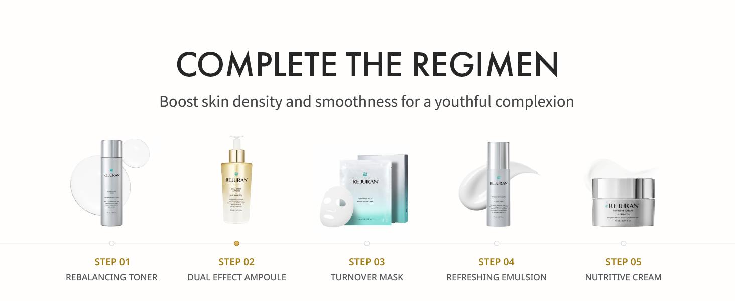 REJURAN Dual Effect Ampoule, DOT DUAL c-PDRN - Rejuvenating Face Serum for Radient Glass Skin, Wrinkle and Fine Line Treatment, Firming, and Deep Hydration, Korean Skincare (1.69 fl oz)