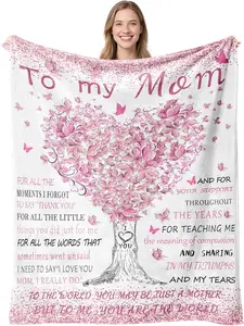 Blanket Gifts for Mom Birthday, Mom Birthday Gifts from Daughter Son, Mothers Gift for Christmas Valentine's Day Thanksgiving Day, Mothers Day, Moms Gift ideas Flannel Throw Blanket