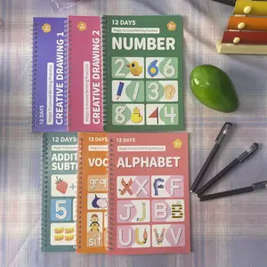 Eco-Friendly Reusable Handwriting Practice Books for Kids, Magic Ink Disappears, 6-Pack Grooved Copybooks for Endless Learning, Kindergarten Prep school supply educational learning tool