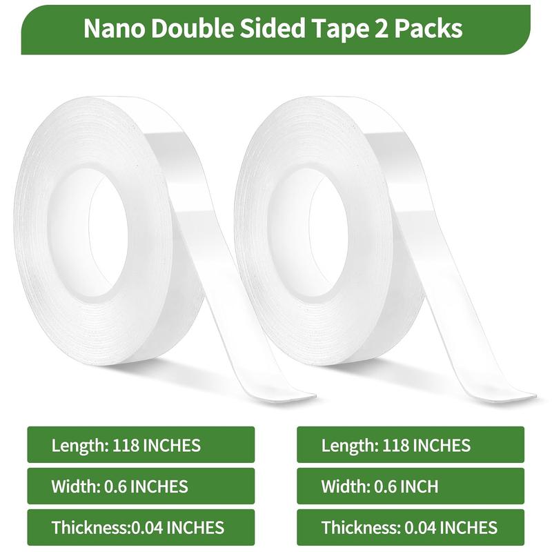 2 Pack Nano Double Sided Tape Heavy Duty Mounting Tape Sticky Walls, Alien Tape Double Sided Heavy Duty Rug Tape, Duty Multipurpose Mounting Transparent Tape for Paste Items