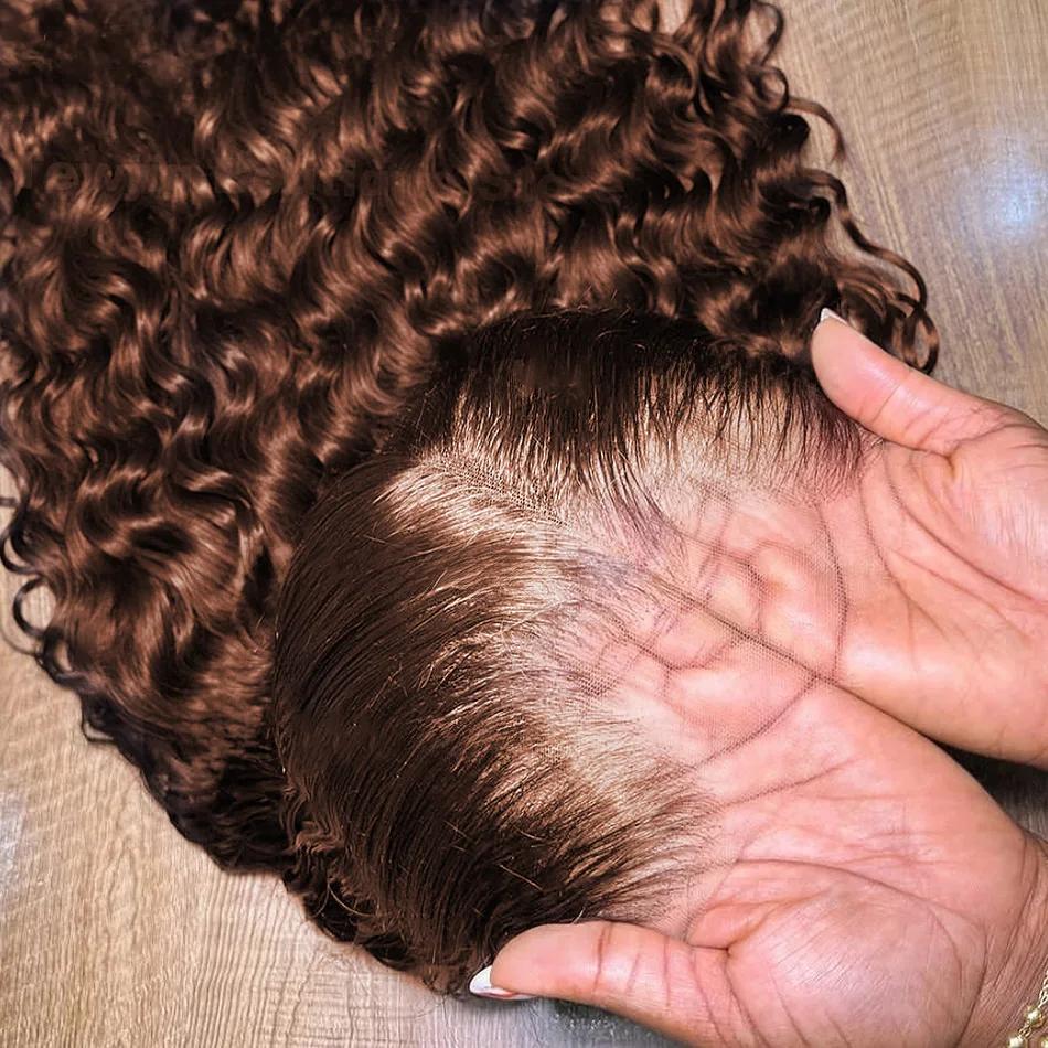 Bling Hair Chocolate Brown Curly 13x4 Lace Front Wig #4 Colored Human Hair Wigs Pre Plucked Deep Wave 13X6 Lace Frontal Wig For Black Women Bling Hair Chocolate Brown Curly 13x4 Lace Front Wig #4 Colored Human Hair Wigs Pre Plucked Deep Wave 13X6 Lace Frontal Wig For Black Women