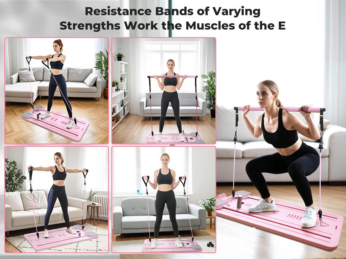 homimanor Pilates Reformer Machine, Multifunctional Abdominal Board with Pilates Bar and Resistance Bands Kit for Core & Full Body Training, Portable Pilates Board Equipment for Home Workout homimanor Pilates Reformer Machine, Multifunctional Abdominal Board with Pilates Bar and Resistance Bands Kit for Core & Full Body Training, Portable Pilates Board Equipment for Home Workout