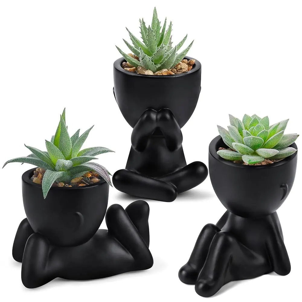 3 counts Fake Succulents Plants Artificial for Black Bathroom Bedroom Home Room Decor Aesthetic Indoor for College Dorm Desk, Apartment Shelf & New Home Moving Decor, summerwins Mid Year Sale,dorm essentials,dorm decor,dorm room decor