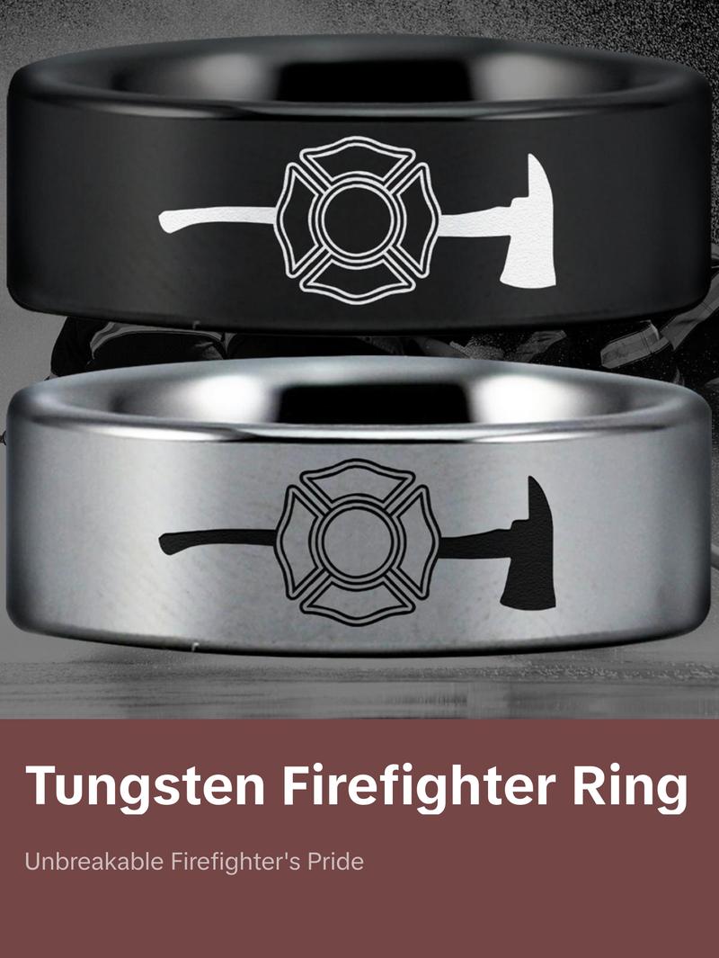Firefighter's Axe Tungsten Carbide Ring