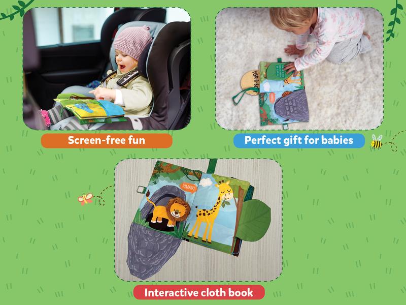 Skillmatics Peek-A-Boo Jungle Book - Soft Cloth Book for Baby, Infant & Toddler Toys, Crinkle Pages for Sensory Play, Gifts for Ages 6 Months and Up
