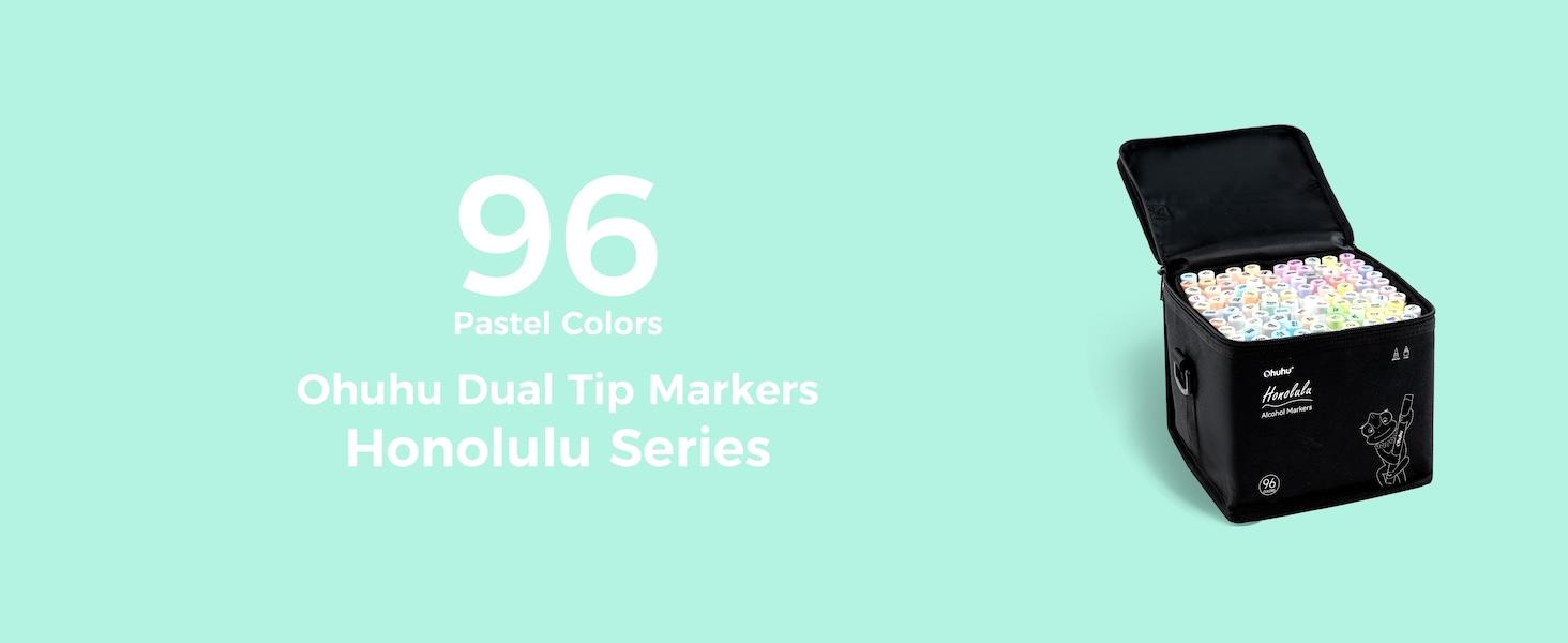 Ohuhu Alcohol Markers: Brush & Chisel Dual Tips - From 24 Colors to 320 Colors - Honolulu Series Full Color Range - Double Tipped Art Sketch Marker Set - Refillable Ink - Honolulu Series of Ohuhuart