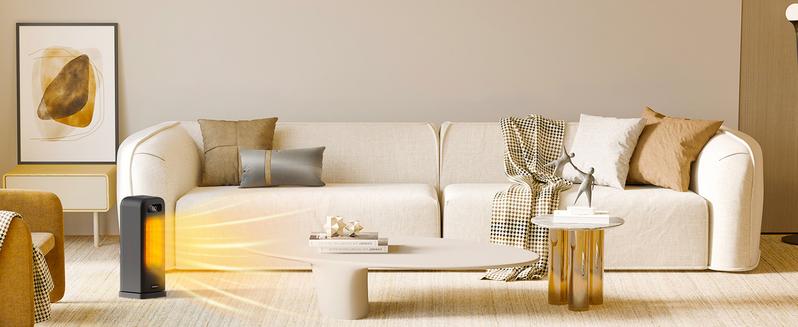 MORENTO Space Heaters 15.7inch for Indoor Use, Wi-Fi & Voice Control, Portable Heater with Thermostat, 1500W Electric Heater, 12H Timer, Quiet Space Heater(Black)