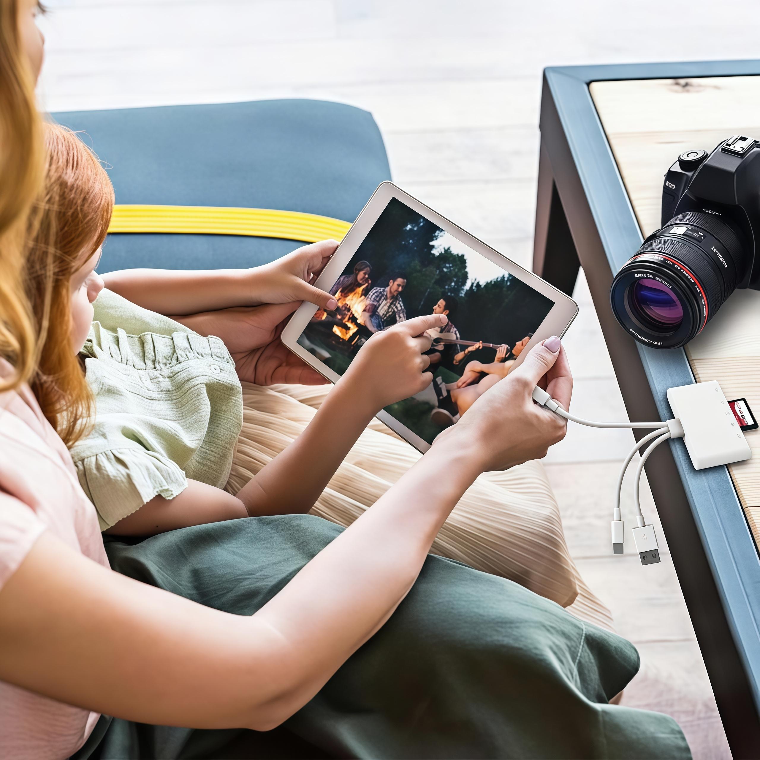 5-in-1 SD Card Reader for iPhone,USB C Lightning USB A Connector to SD/TF Card Reader & USB OTG Adapter for iPhone/iPad/PC/Android/Camera/USB C & A Devices,Supports SD/Micro SD/SDHC/SDXC/MMC Plug and Play 5-in-1 SD Card Reader for iPhone,USB C Lightning USB A Connector to SD/TF Card Reader & USB OTG Adapter for iPhone/iPad/PC/Android/Camera/USB C & A Devices,Supports SD/Micro SD/SDHC/SDXC/MMC Plug and Play