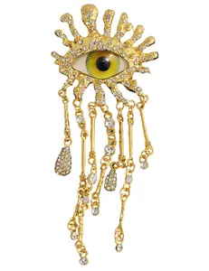 Fleur de Camélia Gianna Surrealist Eye Drop Brooch in Gold