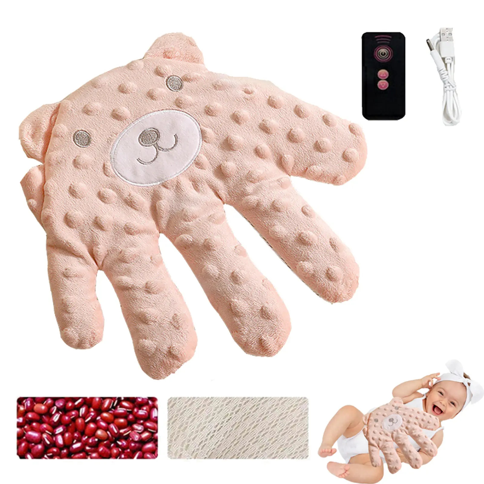 [Goose goose] Automatic Baby Soother - Hands-Free Pacifying Animal Theme Toy, Soft Patting Feature, Red Bean Heat Pack for Newborns, Nursery Care Baby Item Gift, Baby Items