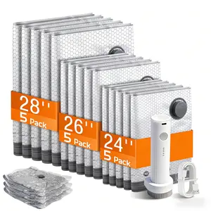 [2026 Upgraded] Cordless Travel Vacuum Storage Compression Bag Set with Rechargeable air Pump,15 Pack Waterproof & Reusable Compression Packing Bags for 3 Size，140L/Min Powerful Air Removal，Perfect for Carry-On Suitcases,The perfect travel companion