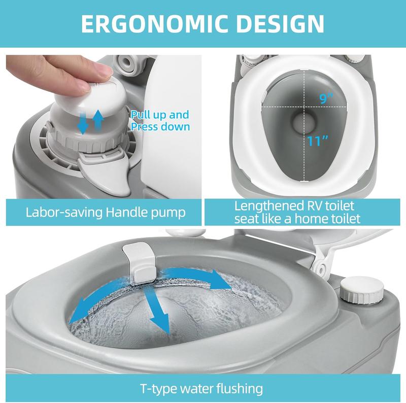 YITAMOTOR Portable Toilet 5.8 Gallon Camping Porta Potty RV Toilet with Handle Pump Level Indicator Odourless Leak-proof for Motorhome Travel Car Boat Indoors and Outdoors