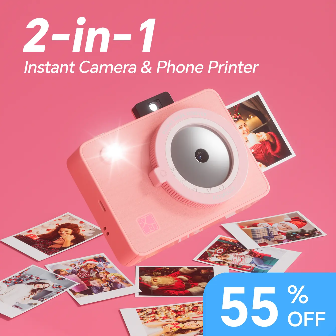 Hanin 2-in-1 Portable Digital Instant Camera with 2x3 Bluetooth Phone Printer, Batteries Built-In, Full-Color Dye-Sub Ink-Free Instant Print, Compatible with iPhone & Android Cells, Travel Use#SummerSale, Digital Camera, Portable Digital Instant Cameras