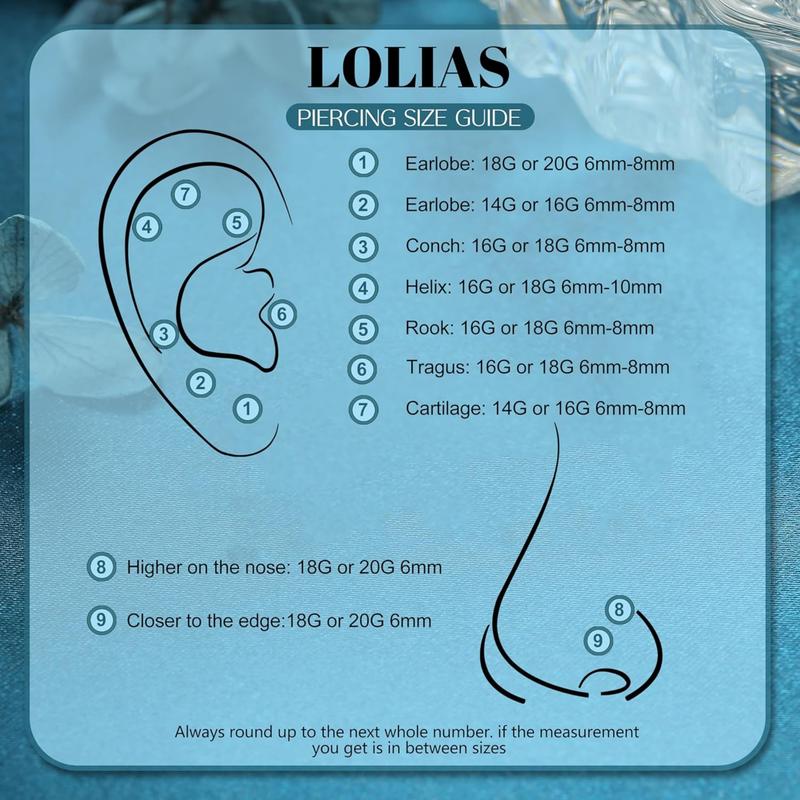 LOLIAS 20G 18G 16G Threadless Nose Studs Rings for Women Men 316L Surgical Steel Push in Flat Back Earrings CZ Lip Labret Nose Rings Studs Cartilage Helix Conch Medusa Nostril Tragus Piercing Jewelry 6mm 8mm 10mm Length