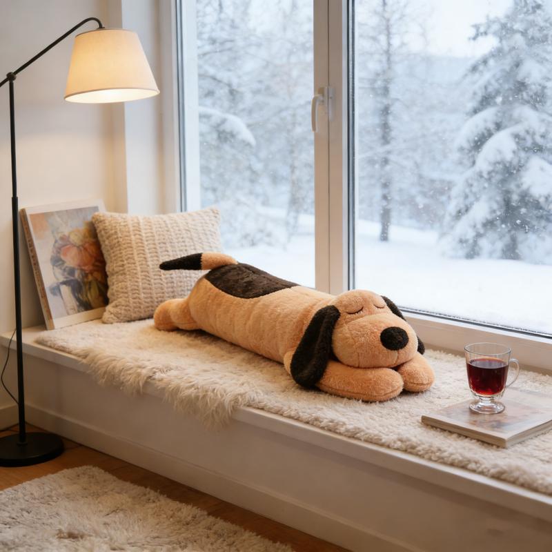 Dog Body Pillow Stuffed Large Dog Stuffed Animal Body Pillow, Soft Hugging Plushy Toy Cuddly Sofa Cushion Home Decor Birthday Gift for Girls Kids Teens Adults (23.6 Inch,Brown)