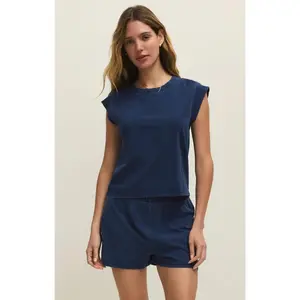 Camino Cotton Jersey Denim Top Indigo