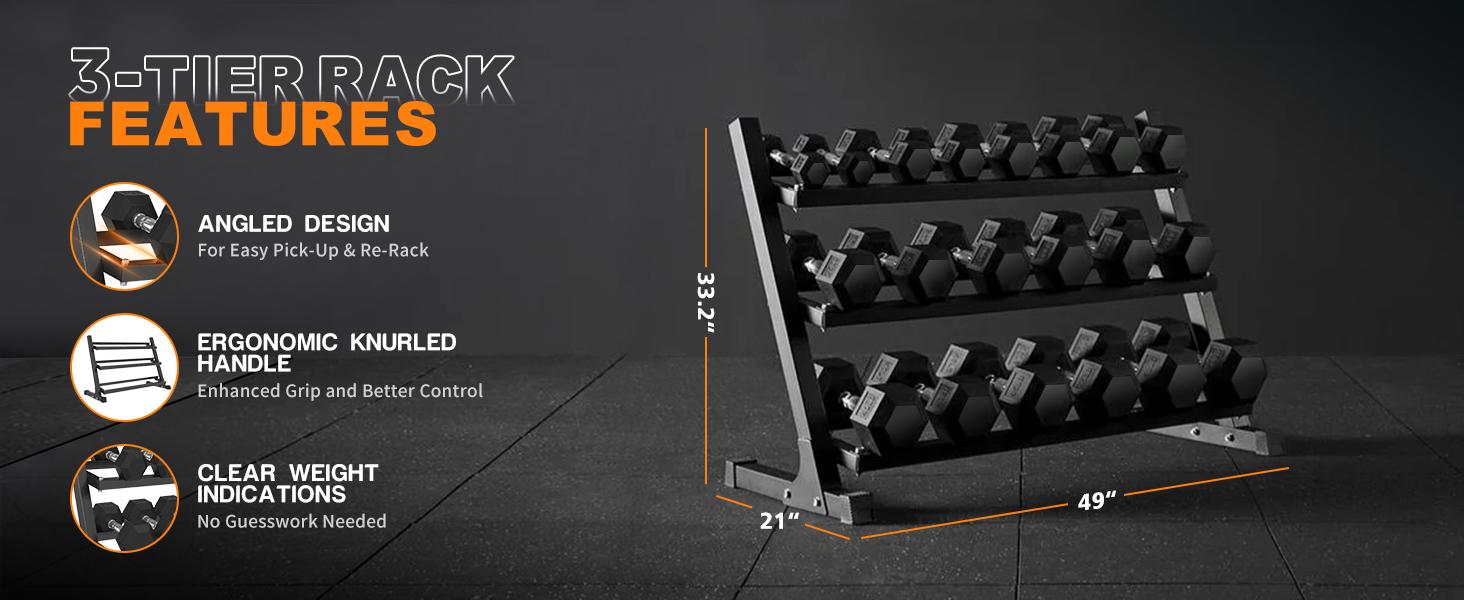 MIKOLO Dumbbell Set with Rack, Rubber Hex Dumbbells with Chrome Handles, Multiple Weight Options 450/550LB for Home Gym Strength Training MIKOLO Dumbbell Set with Rack, Rubber Hex Dumbbells with Chrome Handles, Multiple Weight Options 450/550LB for Home Gym Strength Training