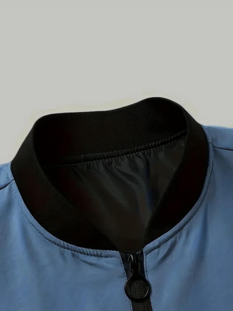 TJL Men's Fall/Winter Letter Embroidery Zipper Jacket Long-Sleeved Windproof Casual Coat Baseball Collar Outerwear Regular Fit for Autumn and Winter Clothes Menswear jackets multi-pocket men