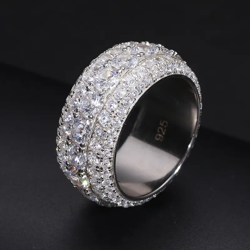 Unisex  Out Moissanite Rings For Man Hip Hop Jewelry luxury S925Ring Pave Setting Man Jewelry Accessories