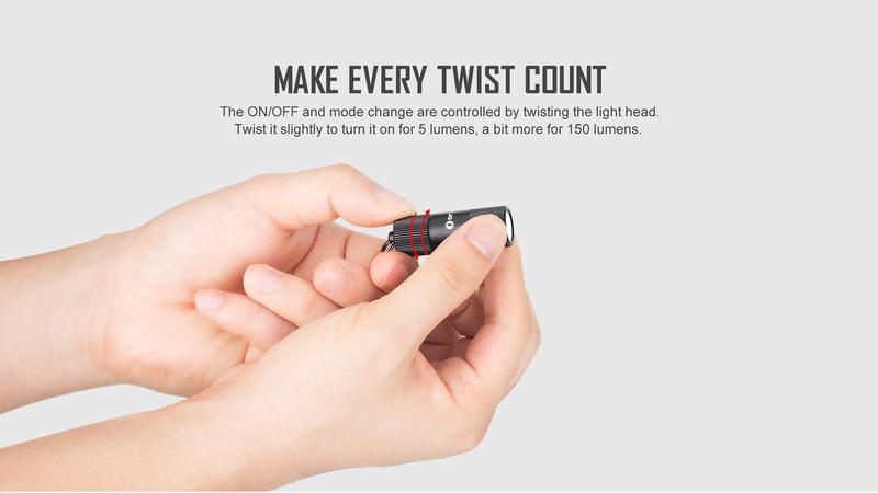 OLIGHT i1R 2 EOS 150 Lumens Tiny Rechargeable Keychain Flashlight EDC Mini LED Keyring Light with Built-in Battery for Camping Hiking