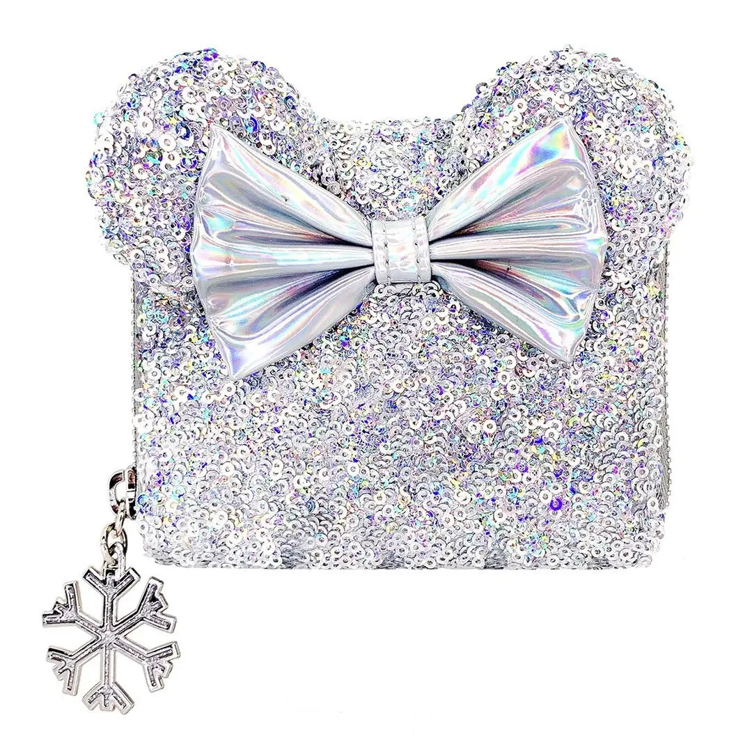 Loungefly Disney Minnie Holographic Sequin Wallet, Bling, Bow Purse, Ladies Wallet, Wallets Women