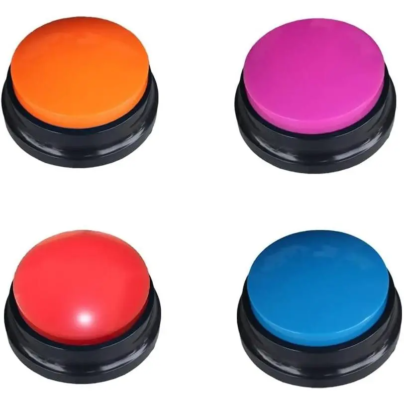 4 Color Voice Recording Button,  Buttons for Communication Pet  Buzzer, 30 Second Record & Playback, Funny  for Study Office  - 4 Color Packs
