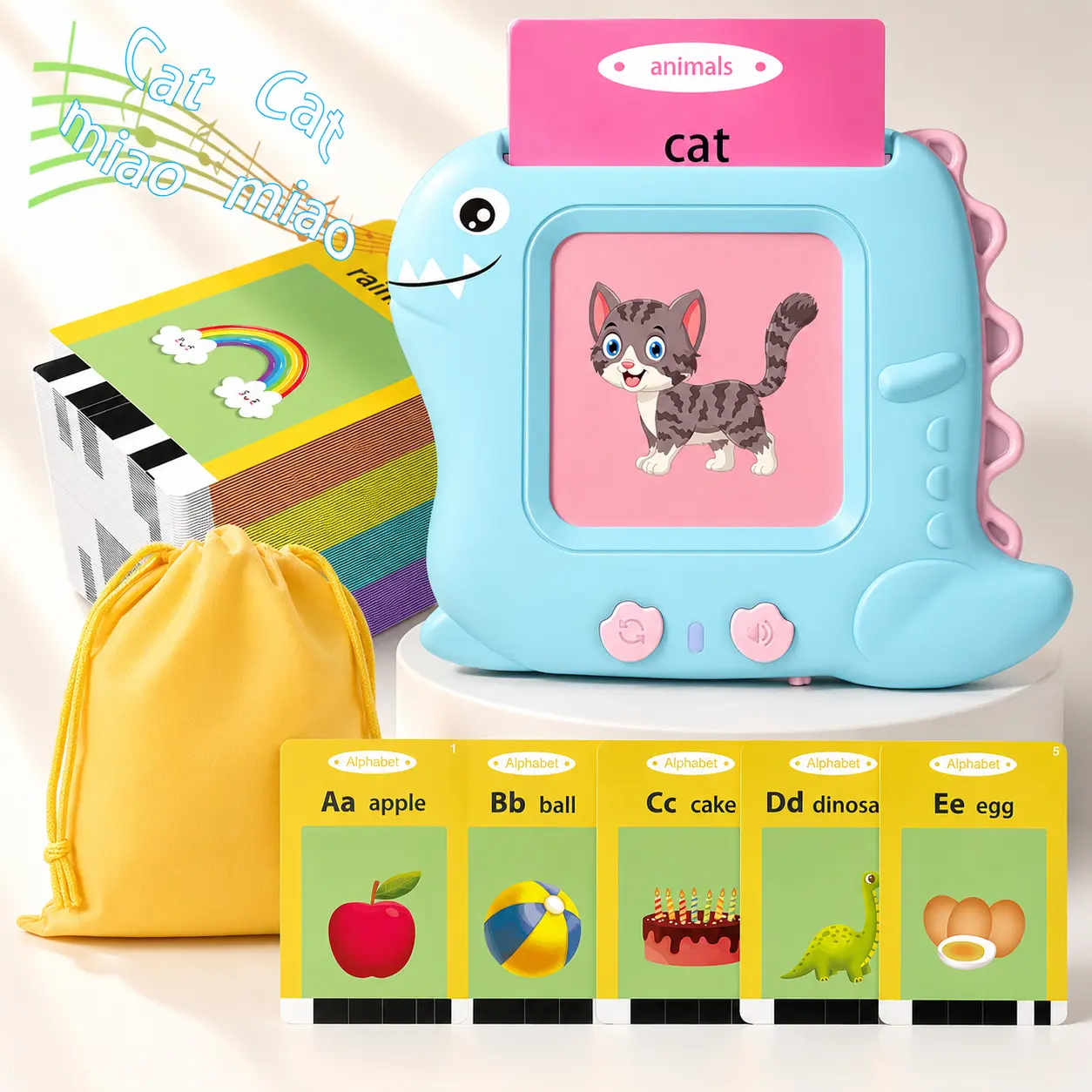 Talking Flash Cards Toddler Toys, Rechargeable Battery-Powered Montessori Educational Toy with 336 Sight Words for 1-5 Years Olds - Language Learning, Sensory Speech Therapy for Boys and Girls (Batteries Included)