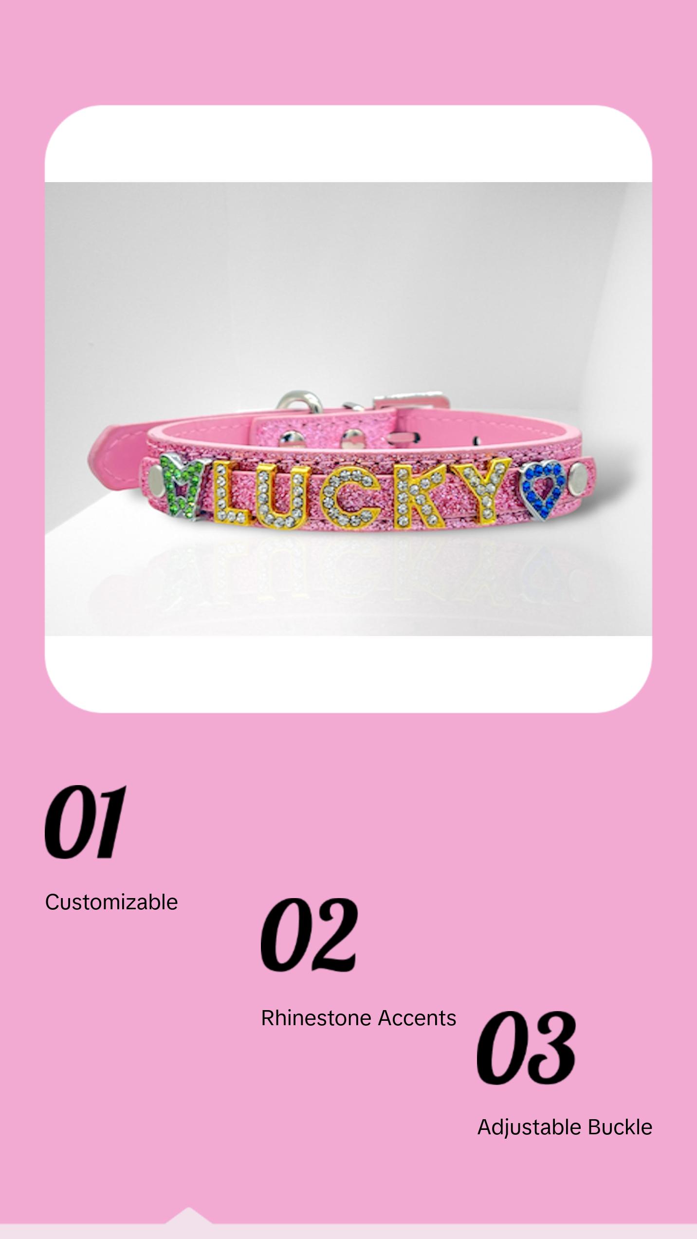 ALPHABET Brilliance Personalized Handmade PU Leather Dog Collar