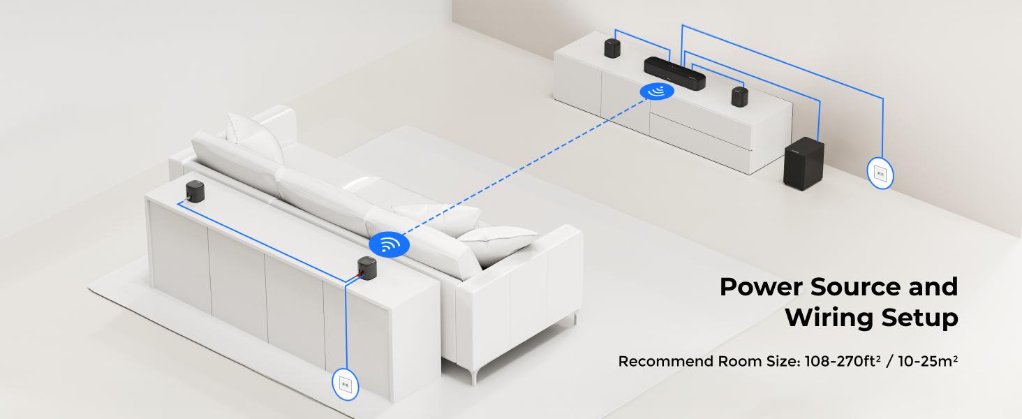 ULTIMEA 7.1ch Soundbar with Dolby Atmos, Surround Sound System for TV with 4 Surround Speakers, Sound Bar for Smart TV with App Control, Soundbar with Subwoofer for Home Theater, HDMI eARC, Bluetooth,  Aura A60