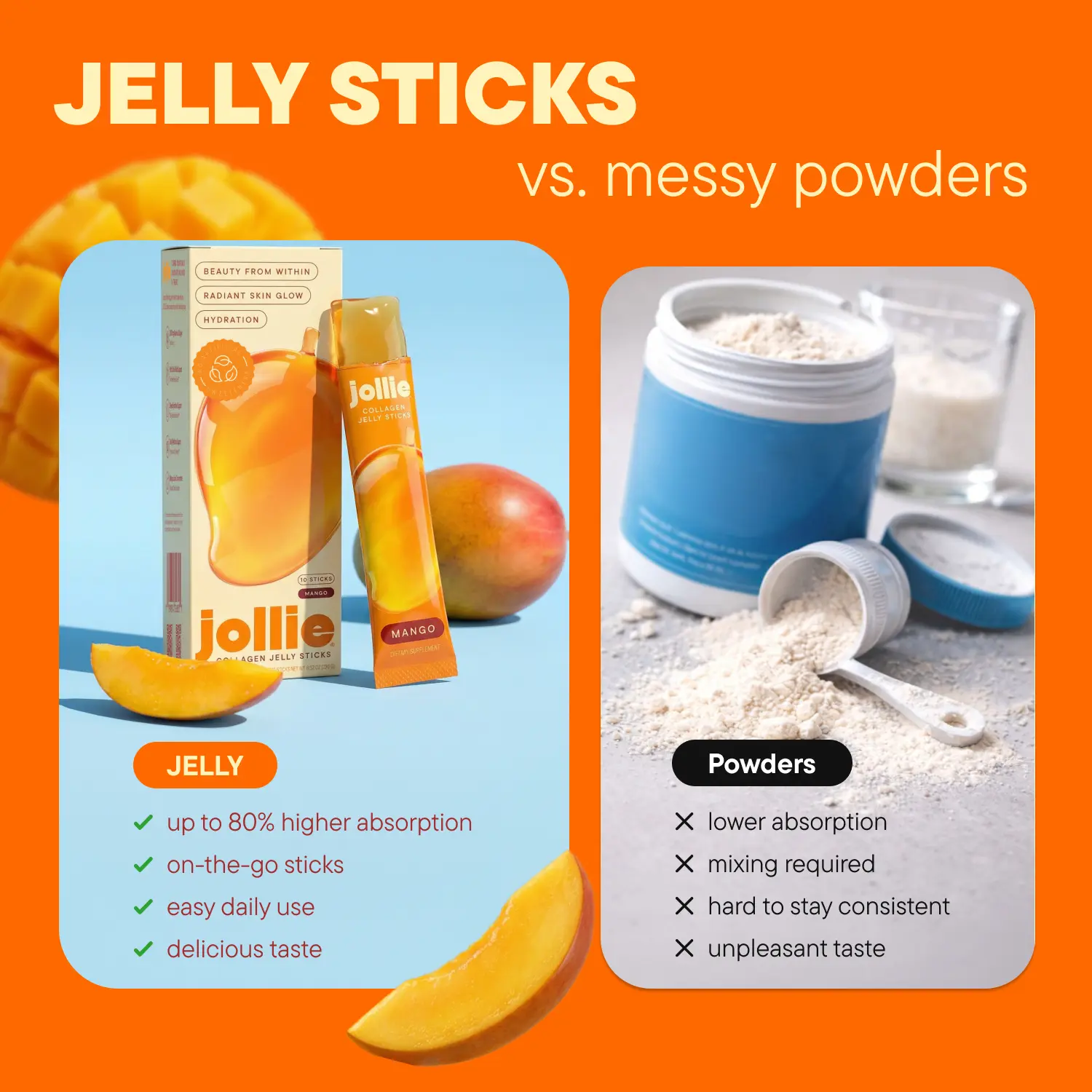 1 box - 10 Collagen Jelly Sticks – Mango Flavor | Made in Korea