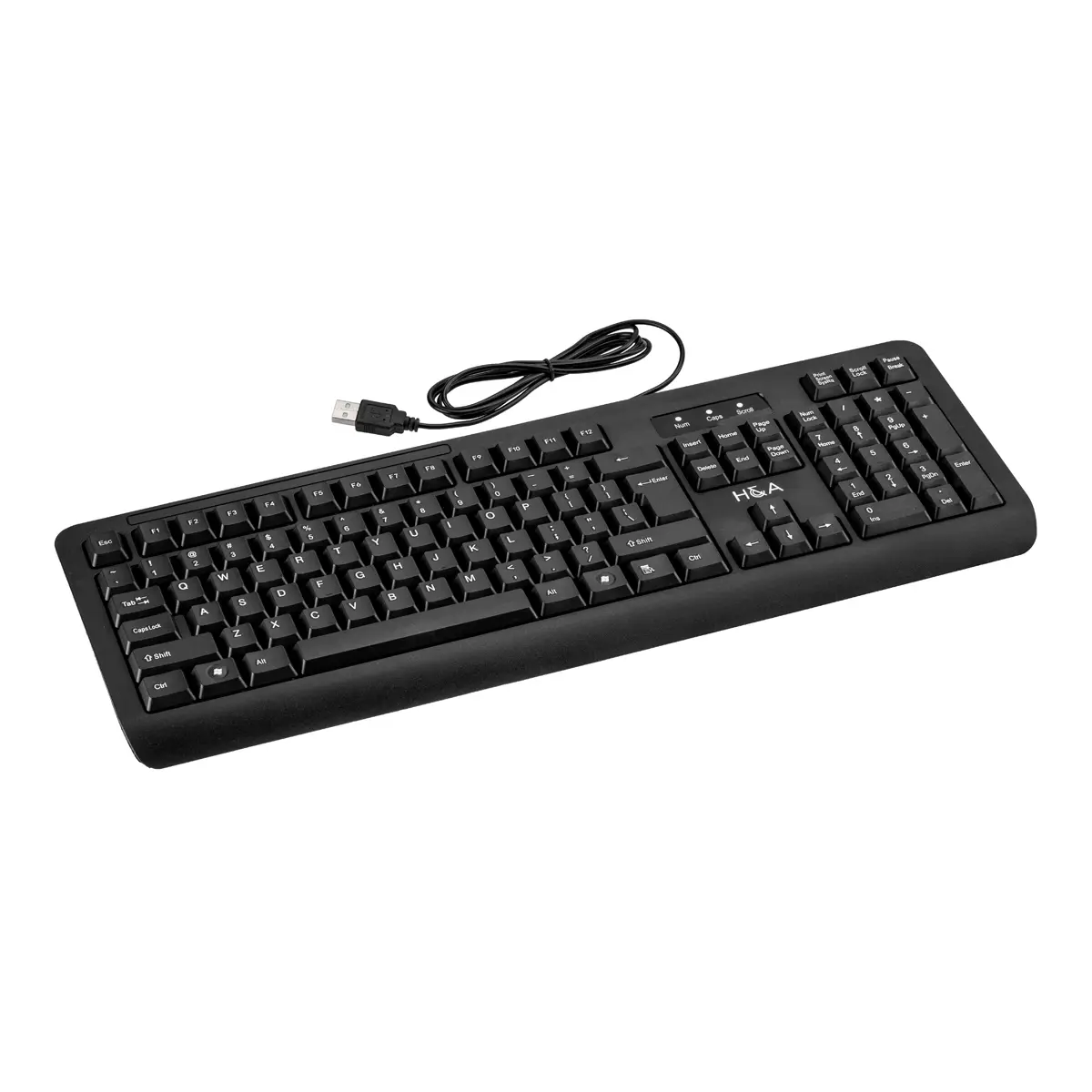 H&A BK20 USB Wired Keyboard, 104-Key, Plastic Keys, Wear Resistant (for Computers & Office Equipment)