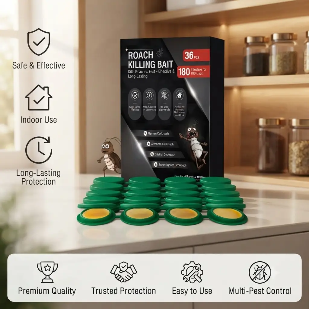 36 Pack Cockroach Gel Bait, Highly Effective Roach Killer Indoor Infestation Solution, Fast Acting Cockroach Killer Indoor Home Kitchen Use, Easy to Apply & No Mess Roach Bait, Long-Lasting