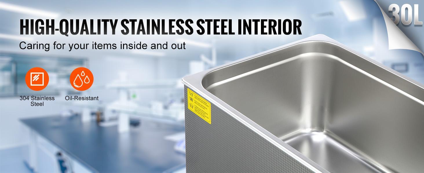 VEVOR Ultrasonic Cleaner with Digital Timer & Heater,  Professional Ultra Sonic Jewelry Cleaner, Stainless Steel Heated Cleaning Machine for Glasses Watch Rings Small Parts Circuit Board (30L)