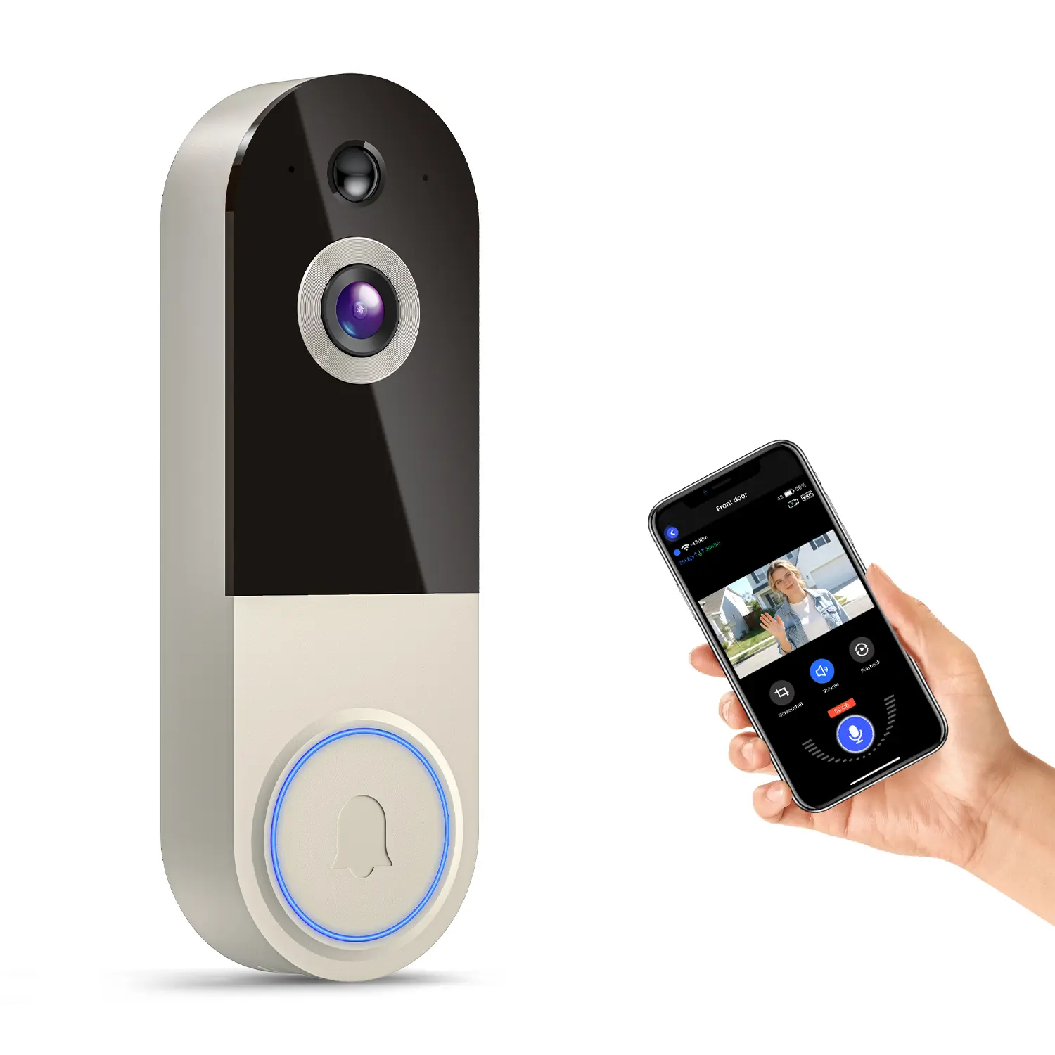 Smart Wireless Video Doorbell Camera - Home Security Doorbell with 2.4G WiFi, 2-Way Audio, Rechargeable Battery, Night Vision, Visitor Alerts, IP65 Weatherproof, Cloud Storage, Easy Installation, Intercoms Wireless For Home, Batteries, Home Security Syste