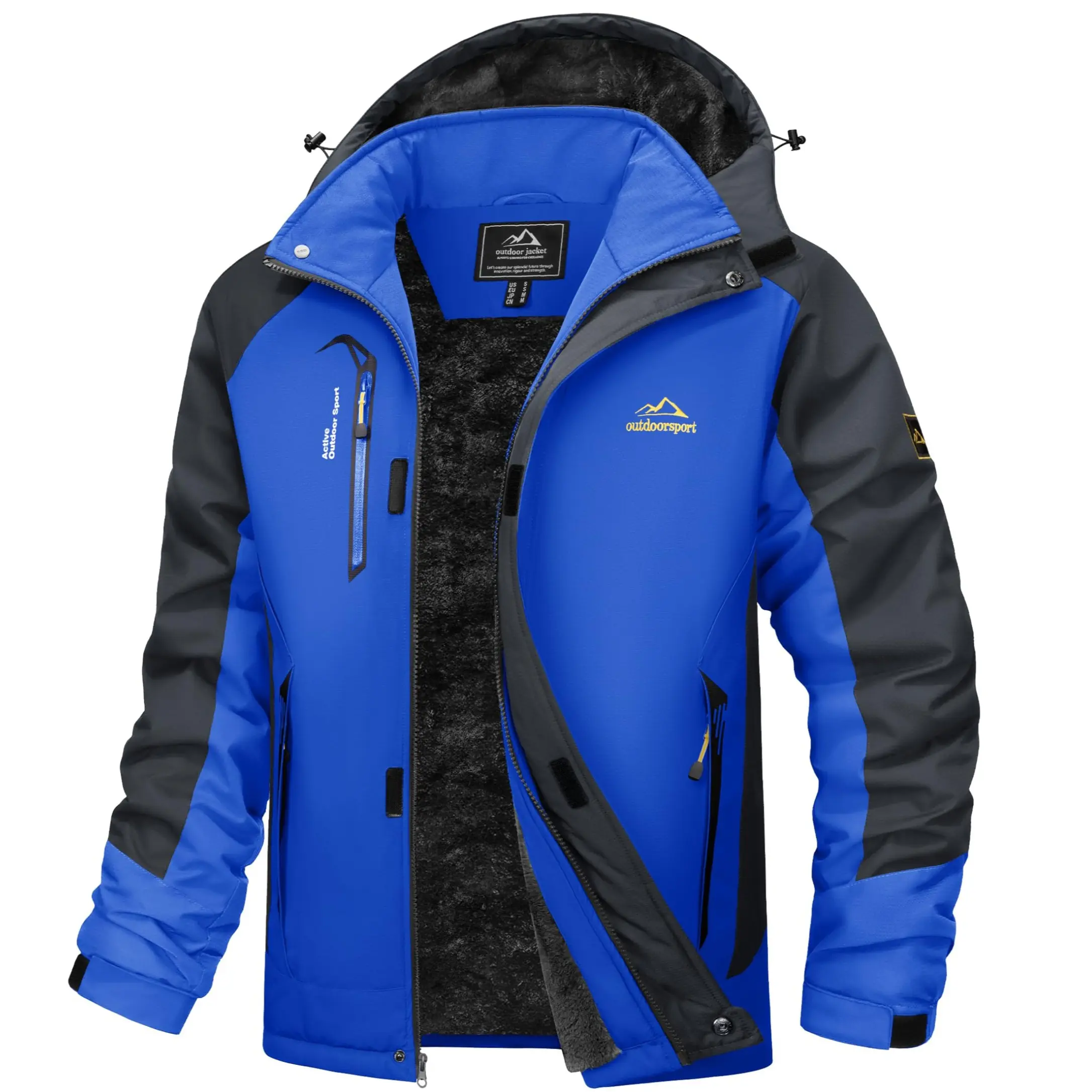 MAGCOMSEN Men's Fleece Lined Winter Parka, Water Resistant Outdoor Sports Outerwear with Detachable Hood, Athletic Jacket, Snowboard Jacket, Waterproof Outdoor Wear, Coats, Hunting, 4‑Pocket Carry