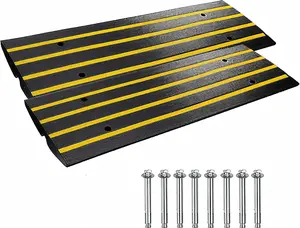 Garvee 2 Packs 48" Car Driveway Rubber Curb Ramps, Heavy Duty Driveway Gutter Slope Ramp, Low Profile Design for Cars, Water Channel for Drainage, Curbside Bridge Ramp for Loading Dock Garage Sidewalk