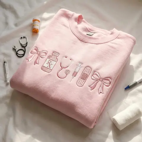 Embroidered Nurse Sweatshirt, Medical Crewneck, Cute Healthcare Gift for Her, Medical Assistant Embroidered Sweatshirt RN