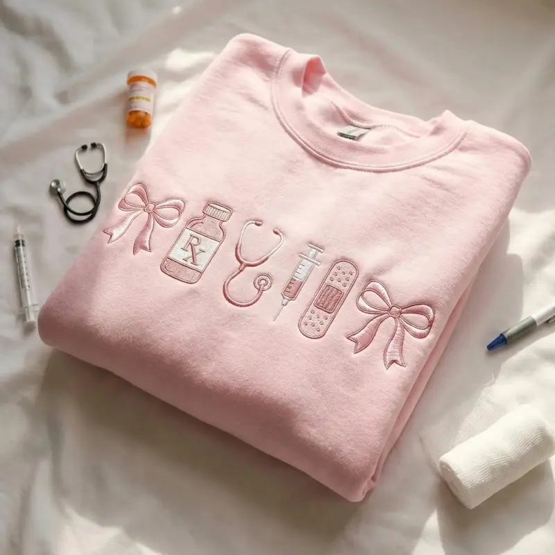 Embroidered Nurse Sweatshirt, Medical Crewneck, Cute Healthcare Gift for Her, Medical Assistant Embroidered Sweatshirt RN