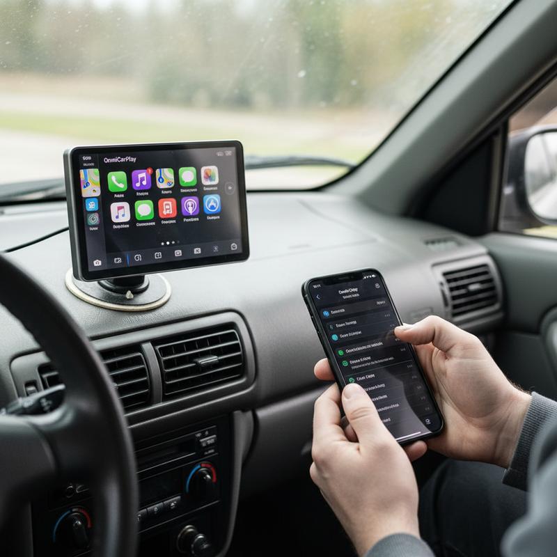 OmniCarPlay Universal Car Screen Upgrade with Wireless Apple CarPlay & Android Auto for Music Maps & Hands-Free Calls