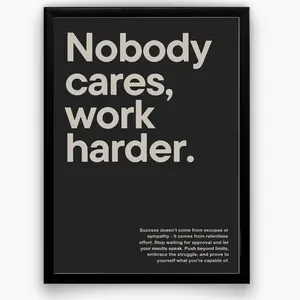 [Sale off up to 50%]-[FREE-SHIP] Motivational poster Nobody cares work harder print gym wall art inspirational soft black light beige