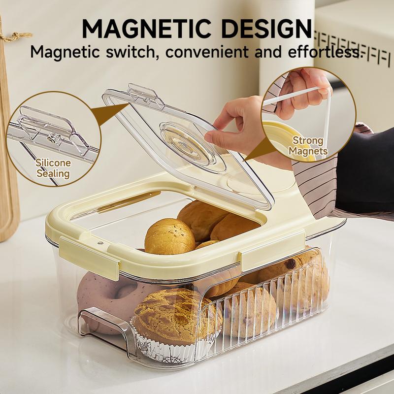 UFORU Food Storage Containers - Flour Dispenser, Pet Food Container, 6.9 Quart/11 lb Dry Food Storage Bucket with Lid, BPA-Free, Silicone Ring for Moisture Protection, Kitchen Storage Box (Suitable for Grains/Dry Food/Soft Drinks/Pasta)