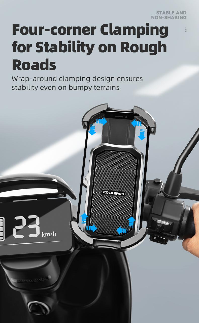 ROCKBROS Motorcycle Phone Mount, Motorcycle Phone Holder with Security Lock, Shockproof Phone Holder for Motorcycle, Adjustable Motorcycle Phone Holder Mount, Suitable for 4.7”-6.8” Phone